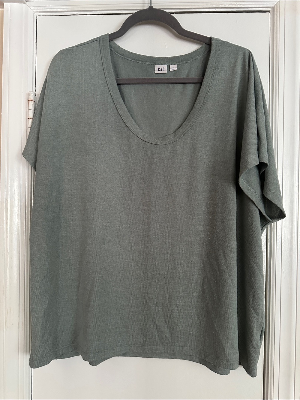 GAP Women's Scoop Neck Short Sleeve Top - Sage Green